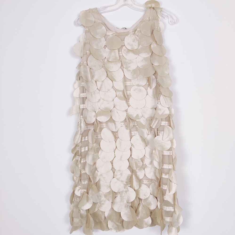 Sense Women's Size Small Ivory 3D Floral Applique Sleeveless Dress